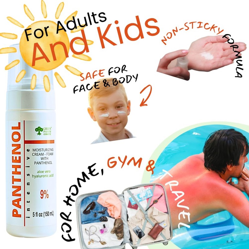 9% Panthenol Foam Spray, Vitamin B5 + Deep Moisturizing Hyaluronic