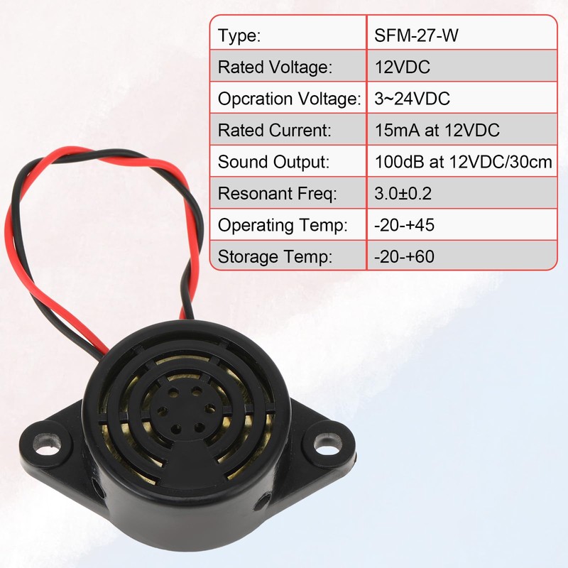 4PCS SFM-27-W Beep Tone Alarm Ringer, DC 3-24V 90dB Active
