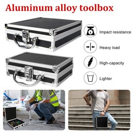 JoyFan Mini Aluminium Flight Case for Measuring Devices, Robust Carry Case, Tool Storage, Cube Foam Plates, Foam Padding, Lockable (Black, 180 x 110 x 55 mm)