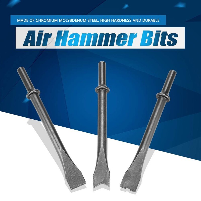 Heavy Duty Air Hammer Chisels Kit Extra Long Round Shank