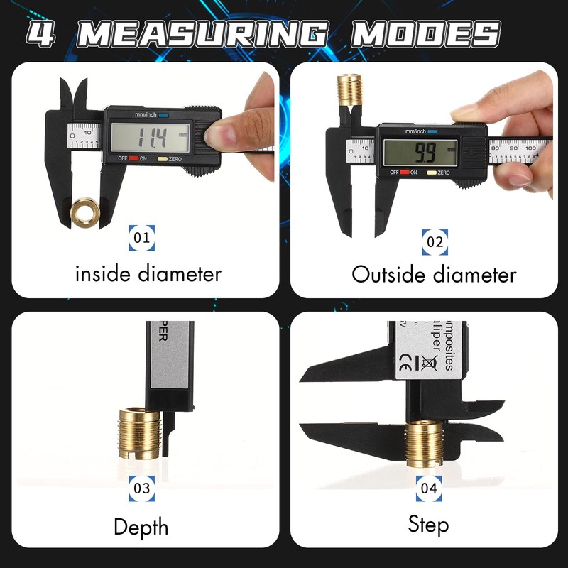 Simhevn Electronic Digital Calipers, inch and Millimeter Conversion,LCD Screen displays