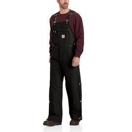 Carhartt Men's Loose Fit Firm Duck Insulated Bib Overall, Black, Medium/Short