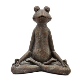 12x6.5x13.5 Brown Magnesium Frog Figurine for Yoga Lotus Pose with Gold Accents Home Decorcolor: as Pic Color