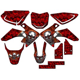 2013-2024 CRF 50 Flaming Gearhead Red Senge Graphics Complete Kit Compatible with Honda