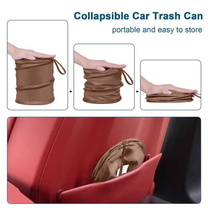 Kincown Car Trash Can, 2 Packs Mini Collapsible Car Trash