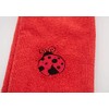 Embroidered Ladybug Hand Towel in Red - Plush and Absorbent