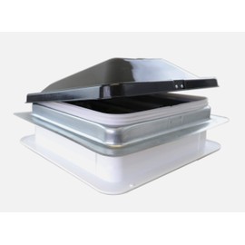 Class A Customs 14" Non-Powered RV Roof Vent with Smoke Wedge Style Lid - 4" Garnish Ring - Putty & Screws | 74111A-4G-PS