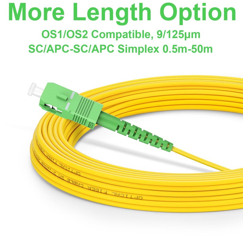 FLYPROFiber OS2 SC/APC to SC/APC Fiber Optic Cable 1M/3ft, Single