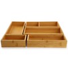 Elama 5 Piece Bamboo Wood Drawer Organizer Tray, Utensil Storage,