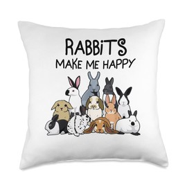 Cute Rabbit Species Rabbit Lovers Rex Lop Cottontail Flemish Throw Pillow