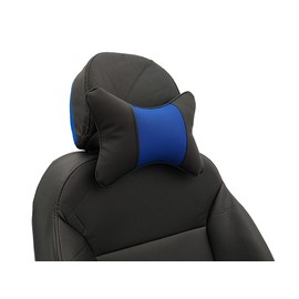 yuhuru Car Neck Pillows Both Side Pu Leather 2pieces Pack Headrest Gogodog Fit for Most Cars Filled Fiber Universal Car Pillow (Black Blue)