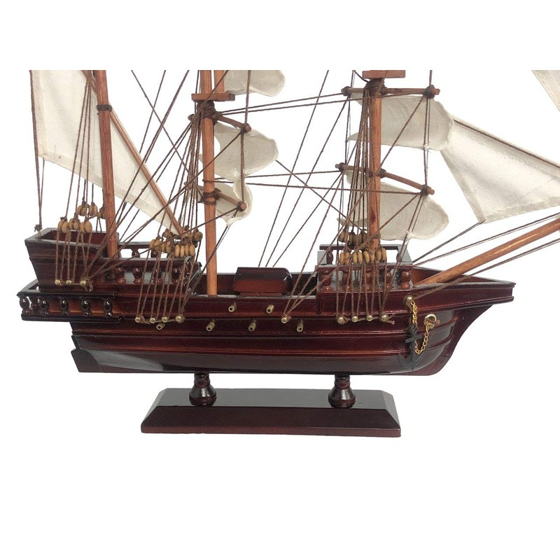 Hampton Nautical Wooden Blackbeard's Queen Anne's Revenge White Sails Pirate