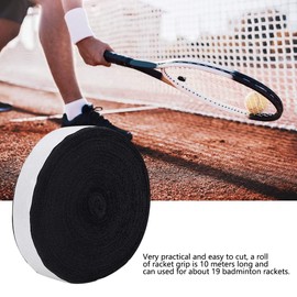 Soft Touch Non-Slip 10M Racket Grip Tape, Sweat Absorption Badminton Racket Towel Grip, Tennis Racket Outdoor Sports Tool for Badminton Racket(Black)