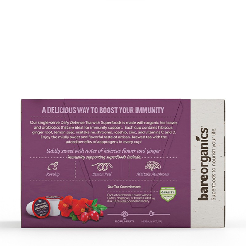 BareOrganics DAILY DEFENSE TEA (Organic) with superfoods and Probiotics, 10ct
