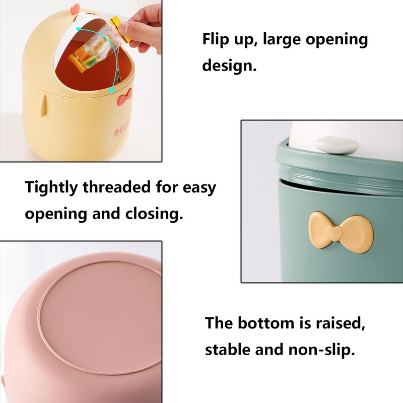 DYOUen Mini Trash Bin with Lid - Cute Cartoon Trash