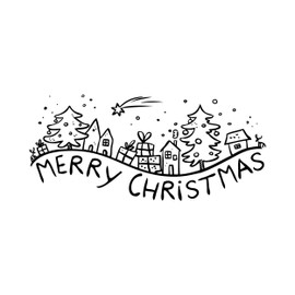 Newstamps Merry Christmas 07 Wooden and Rubber Stamp for Cards and Gifts, Wooden Stamp for Christmas, Christmas Card, Advent, Scrapbook, Textile Stamp, Decoration, Friends