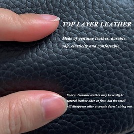 AprinCtempsD Ladies Genuine Leather Small Coin Purse Womens Mini Wallet Pouch Credit Card Holder with Double Zip (Black)