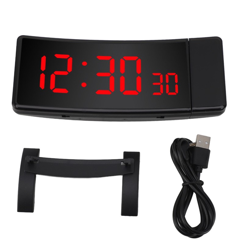 Projection Alarm Clock with 2 USB Ports LED Curved Display