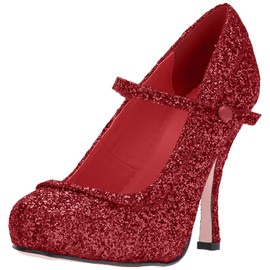 Ellie Shoes Women's 423-Candy Glitter Maryjane Platform Pump, Red, 7 US/7 M US