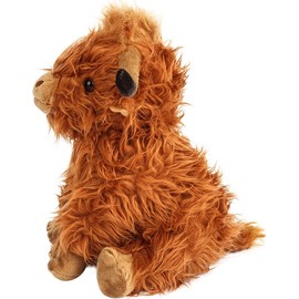 XNXA Highland Cow Stuffed Animal Plush Toy, Soft Fluffy Furry Cattle Doll for Kids, Cute Brown Farm Animal Pillow Gift, 10.5 Inches