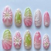 30pcs Pink Gradual Press on Nails Medium Almond Fake Nails