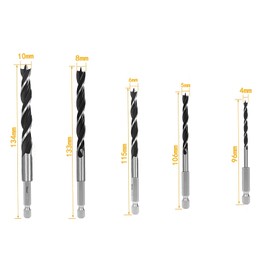 KEWAYO 5 Pcs Hexagonal Shaft Woodworking Drill Drill Drill Bit Tip Triangle Drill Drill Bit Drill Bit Drill Bit Drill Blade for Woodworking and Resin 0.2 inch (4 mm) 0.2 inch (5 mm) 0.2 inch (6 mm) 0.3 inch (8 mm) 0.4 inch (10 mm) Shank Diameter