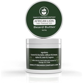 Oak City Beard Company - African Lion - 4 Ounce - Beard Butter - Beard Conditioner - Amber - Frankincense - Myrrh - Patchouli