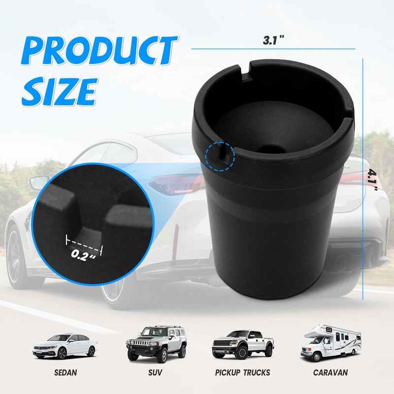 Car Ashtray, Windproof Smokeless Smellproof Self-Extinguishing Portable Mini Car Trash