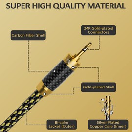 Mygatti HiFi 1/8 to 1/4 Stereo Cable 75 FT, 3.5mm TRS to 6.35mm Audio Cord, (Silver Plated Copper, Braided), Guitar to Aux Bidirectional Cable for Audiophiles, Guitar, Home Theater, Speaker, Amplifier