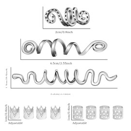 Pack of 38 Adjustable Metal Cuffs, Dreadlocks Jewellery, Dreadlocks Beads, Hair Accessories, for Hair Styling (Silver)