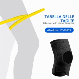 SURFOU Ginocchiera Regolabile con Stabilizzatori Laterali e Cuscinetto Rotuleo – Supporto per Confort e Stabilità, per Sport, Fitness, Escursioni e Uso Quotidiano, Unisex, Gamba 43–48 cm