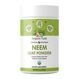 Organic Veda Neem Leaf Powder - Gentle Dried Organic Neem Leaves Powder - Herbal Supplement for Skin, Gut Cleanse & Immune Support - Non-GMO, Gluten-Free, Vegan – 4 oz