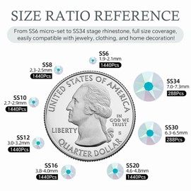 Meibite 2088 Tranparent AB 16 Facets Flatback Rhinestones, Glass Rhinestones for Nail Art and Craft, Glue Fix, Loose Crystal Gemstones(Tranparent AB, SS20, 1440pcs, 4.6-4.8mm)