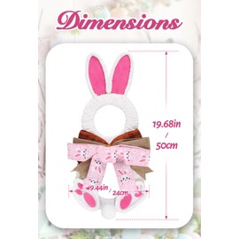 20 Inch Easter Bunny Wreath for Front Door Home and Garden Spring Rabbit Wreath Decor