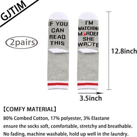 GJTIM 2 Pairs Murder TV Show Inspired Gift Jessica Fans Gift Murder Mystery Series Show Socks for Crime Fans (L, Watching Wrote)