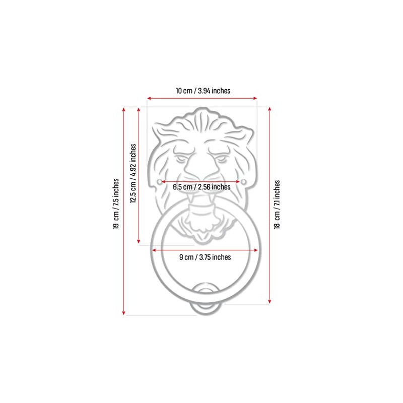 7 inch Large Regency Lions Head Door Knocker,Solid Brass,Antique Bronze