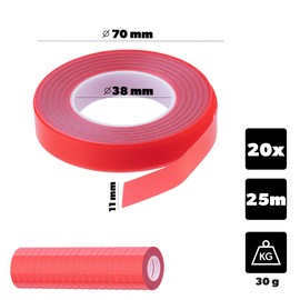 KADAX Binding Tape for Binding Pliers, 20 Rolls in Set, 11 mm x 25 m Tape for Plant Binding Machine, Plastic Plant Tape, Tape Rolls for Binding Device (Red)