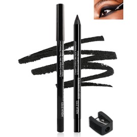 LYSdefeu Gel Eyeliner - 2 Pcs Black Waterproof Smudge-proof Matte Gel Eyeliner Pencil, Fade-Proof Eye Liner Pencil Soft Smooth Easy-to-Sharpen Pencil for Women Cat Eye/Smoky Eye Makeup with Sharpener