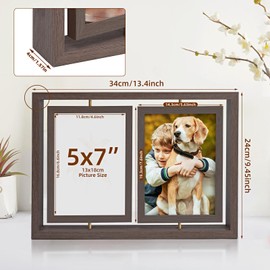 ZEEYUAN 5x7 Picture Frame Desktop Picture Frame Double Side 5x7 Rotating Photo Frame Family Collage Frame Tabletop for Office Home