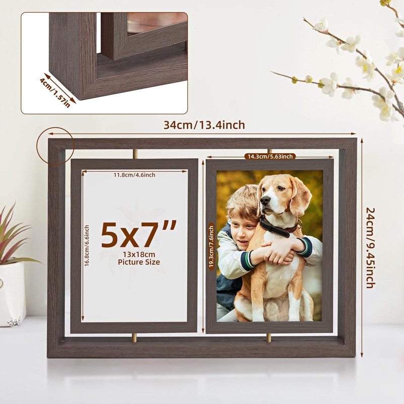 ZEEYUAN 5x7 Picture Frame Desktop Picture Frame Double Side 5x7