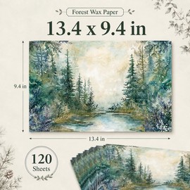 120 Sheets Spring Forest Wax Paper for Food Deli, 13.4 * 9.4'' Large Size Mystic Forest Wildflower Greaseproof Deli Sheets for Sandwich Picnic Basket Liner Birthday Party Supplies (A)