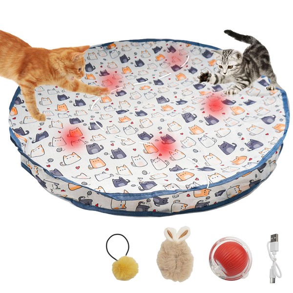 victob Interactive Cat Toys, Fast Rolling Ball in Play Mat,