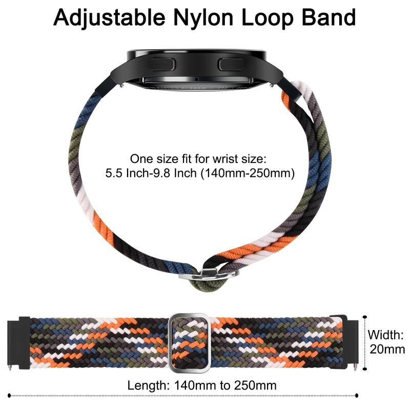 Braided Stretchy Strap Compatible With Garmin Forerunner 55/645/245, 20mm Nylon