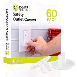 Power Gear - Fundas de enchufe a prueba de bebés a prueba de niños para enchufes eléctricos, fundas de enchufe de fácil instalación, con certificación UL, para prevención de golpes, transparente