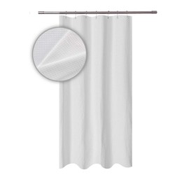 Barossa Design Small Short Shower Curtain Waffle Weave 36 x 60 Inches - 230GSM Heavy Fabric, Water Repellent, Washable, White, 36x60