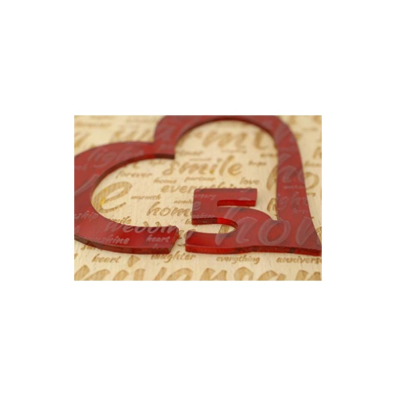 5th Wedding Anniversary Word Art Beech Block With 5 Year