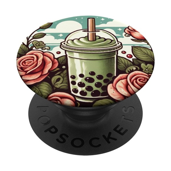 Matcha Fun Boba Illustration Milchtee und Boba Liebhaber PopSockets mit
