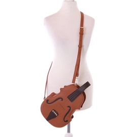 Kawaii-Story LB-6039-1 Brown Violin Violin Shape Party Trend Women's Handle Shoulder Bag, brown