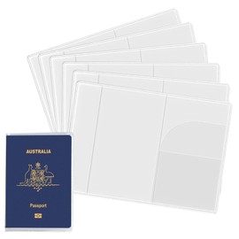 ViddVoom 6 Pack Passport Cover Holder Case - Travel Essentials Accessories, Frosted Clear Plastic Travel Document Holder with Credit Card Slots, Passport Protector Case