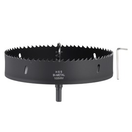CoCud 6-5/8"(168mm) Hole Saw, M42 Bi-Metal Hex Shank Hole Cutters Drill Bit with Spring - Cutting Tool for Thick Metal Board Alloy Steel Plate. Black